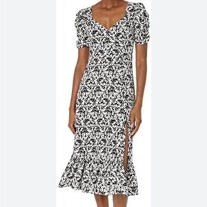 Likely Black and White Floral Midi Dress